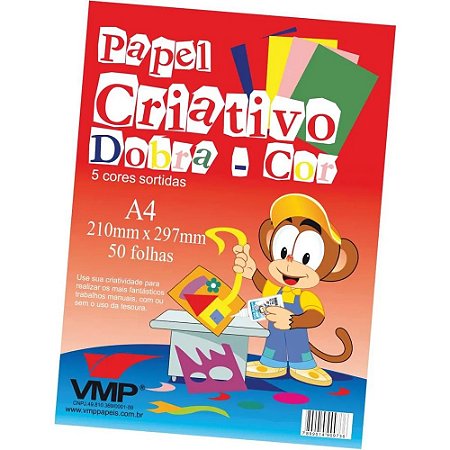 Papel Criativo Dobra Cor 5 Cores 50 Folhas Vmp