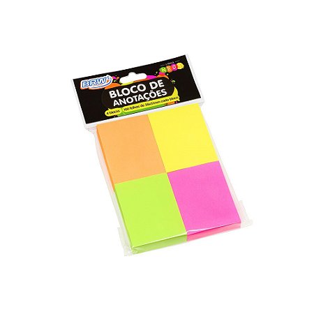 Bloco Smart Notes 38x51mm 4 Cores Neon Brw