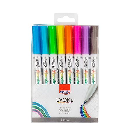 Marcador Artístico Evoke Outline 8 Cores Brw