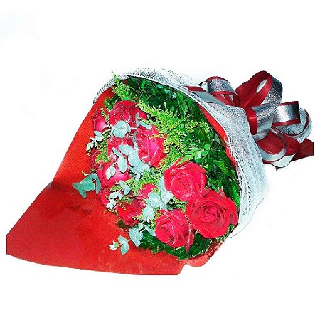 Buquê de 12 rosas na tela