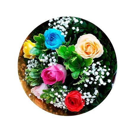 Buque de 6 rosas coloridas papel colorido