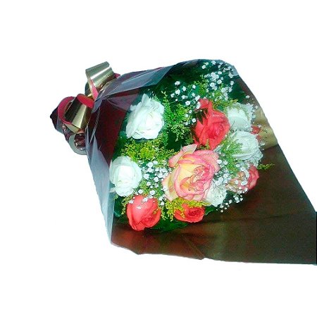 Buque 12 rosas coloridas papel colorido