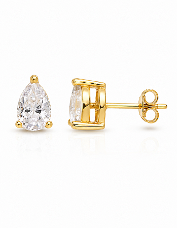 Brinco Gota Zircônia 1cm Ouro 18K