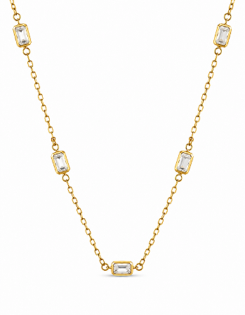 Colar Zircônias Navete Ouro 18K