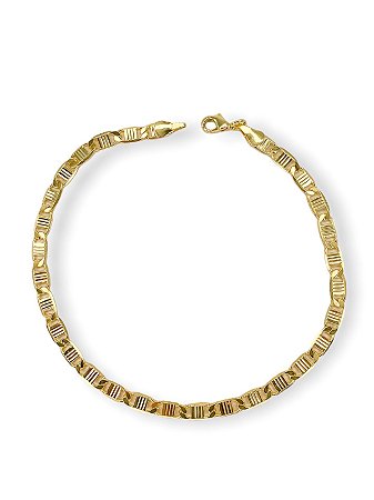 Pulseira Elo Detalhados Folheado Ouro18k