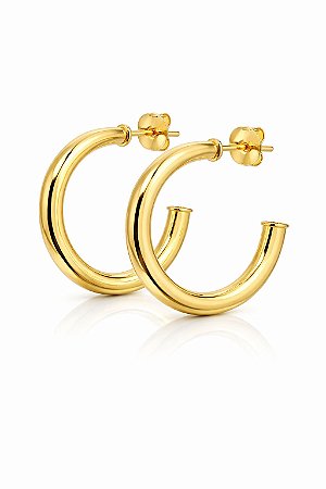 Argola Tubo Milano 3cm Ouro 18k