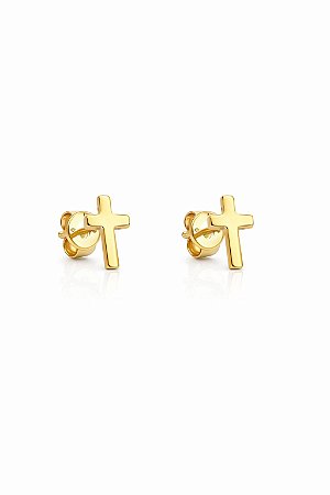 Brinco Cruz 7mm Ouro 18k