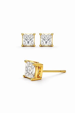 Ponto de Luz Mini Quadrado Zircônia Ouro 18k