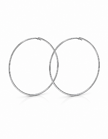 Brinco Argola Grande Fina 8 cm Rhodium Branco
