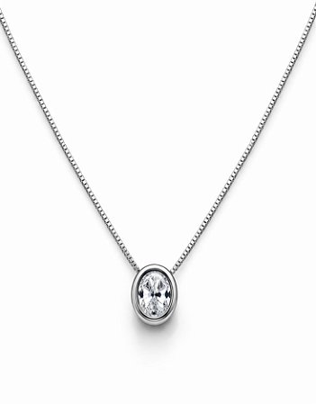 Colar Ponto de Luz Oval Zircônia Rhodium Branco