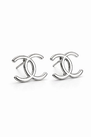 Brinco Chanel 1.9 cm Rodhium Branco