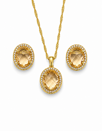 Conjunto Oval Citrino Ouro