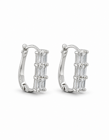 Argola Zircônias Baguete
