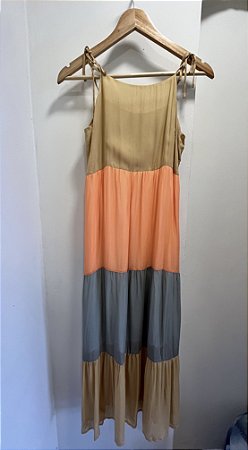 Vestido camadas colorida amarração P #use