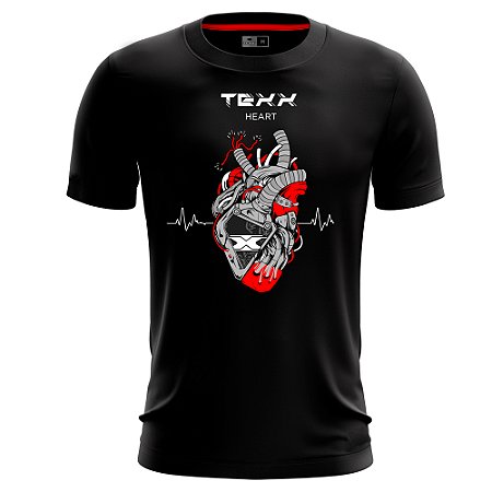 Camiseta Texx Preta Vermelha Heart P