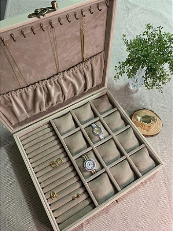 Caixa organizadora para relógios e anéis