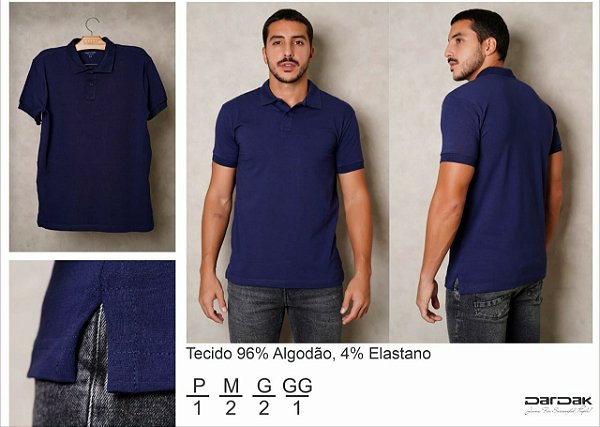 $39,90 UNIT / CAMISA POLO MASCULINA AZUL MARINHO / GRADE: P/1  M/2  G/2  GG/1= 6 PEÇAS