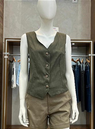 $63,90 UNIT /COLETE FEMENINO LINHO EKO /COLOR VERDE MILITAR/GRADE:P/1 M/2 G/2 GG/1=6 PEÇAS