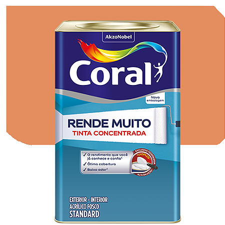 Tinta Acrílica Coral Rende Muito Fosco Laranja Imperial 16 Litros