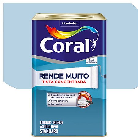 Tinta Acrílica Coral Rende Muito Fosco Azul Sereno 16 Litros