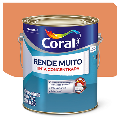 Tinta Acrílica Coral Rende Muito Fosco Laranja Imperial 3,2 Litros