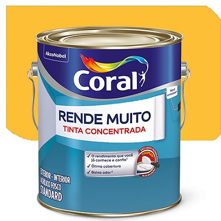 Tinta Acrílica Coral Rende Muito Fosco Amarelo Frevo 3,2  Litros