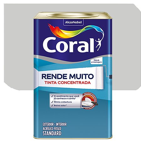 Tinta Acrílica Coral Rende Muito Fosco Cinza Alpino 16 Litros