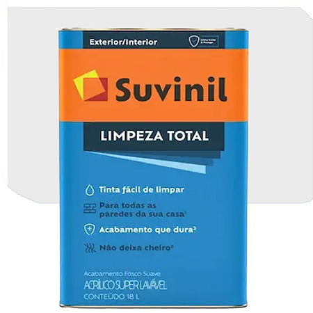 Tinta Acrílica Suvinil Limpeza Total Fosco Suave Branco Neve 18 Litros