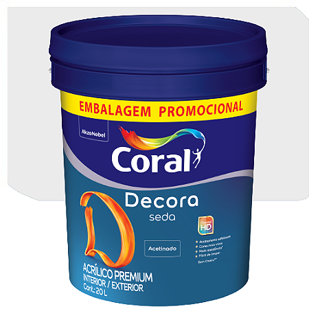 Tinta Acrílica Coral Decora Seda Acetinado Branco Balde 20L