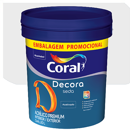 Tinta Acrílica Coral Decora Seda Acetinado Branco Balde 20 Litros