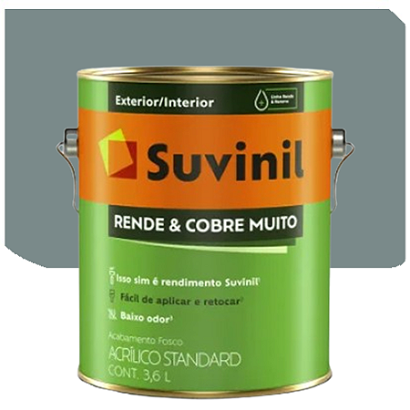 Tinta Acrílica Suvinil Rende Cobre Muito Fosco Granito Nobre 3,6 Litros