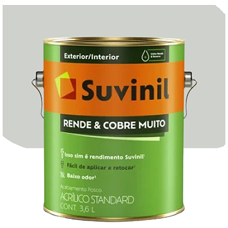Tinta Acrílica Suvinil Rende Cobre Muito Fosco Cromio 3,6 Litros