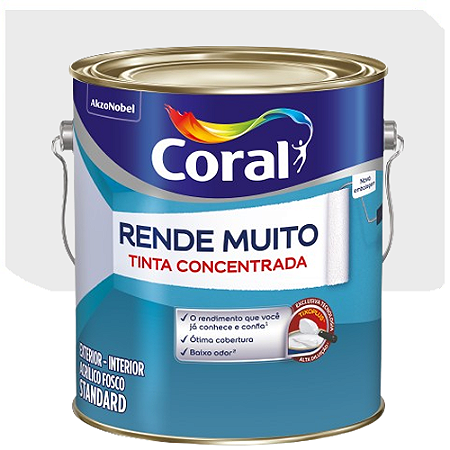 Tinta Acrílica Coral Rende Muito Fosco Branco 3,6 Litros