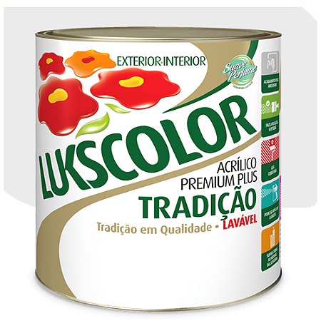 Tinta Látex Acrílico Lukscolor Tradição Fosco Branco 0,9 Litros