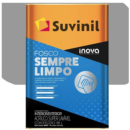 TINTA ACRÍLICA LAVÁVEL SUVINIL SEMPRE LIMPO FOSCO CROMIO 18L