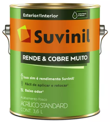Tinta Acrílica Suvinil Rende Cobre Muito Cinza Natural 3,6L