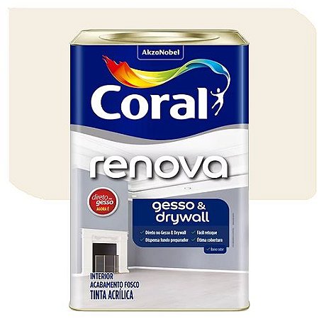 Tinta Acrílica Coral Renova Direto Gesso Fosco Branco 18L