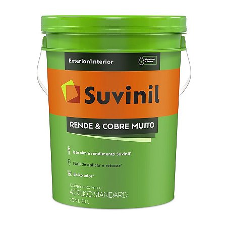 Tinta Acrílica Suvinil Rende Cobre Muito Branco Gelo 20L Balde