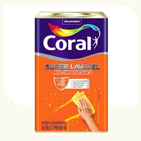 Tinta Acrílica Coral Super Lavavel Eggshell Branco 18 Litros