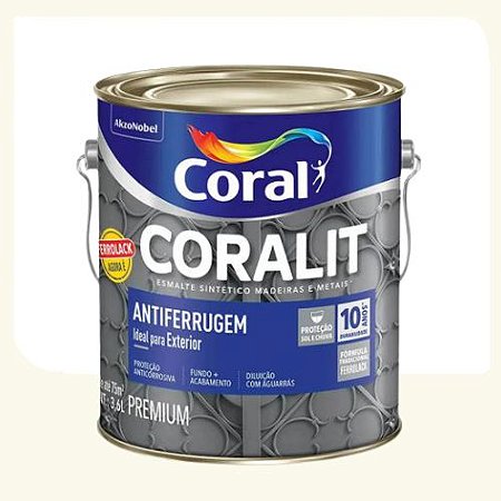 Tinta Esmalte Coral Coralit Antiferrugem Brilhante Branco 3,6 Litros