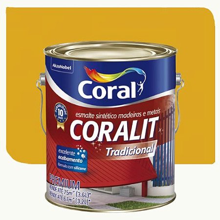 Tinta Esmalte Coral Coralit Ultra Resistência Brilhante Amarelo 3,6 Litros