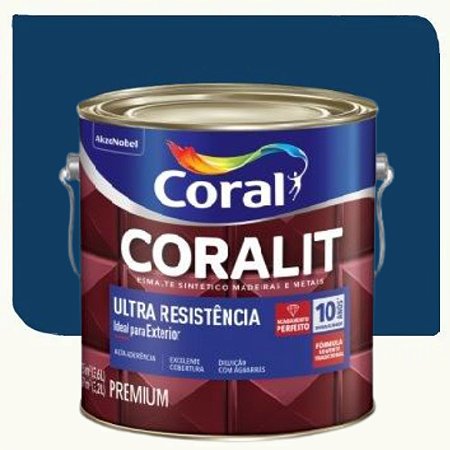 Tinta Esmalte Coral Coralit Ultra Resistência Brilhante Azul Del Rey 3,6 Litros