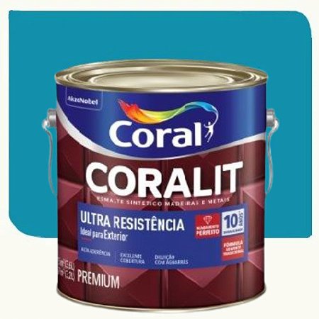 Tinta Esmalte Coral Coralit Ultra Resistência Brilhante Azul Mar 3,6 Litros