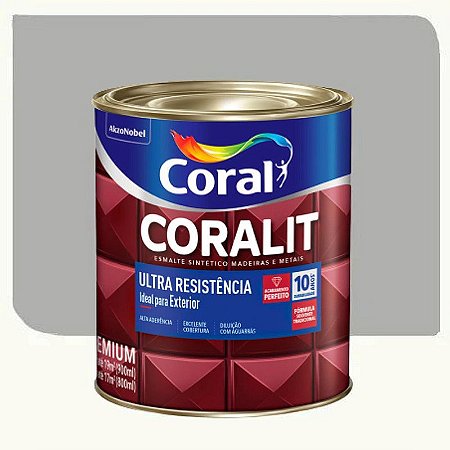 Tinta Esmalte Coral Coralit Ultra Resistência Brilhante Platina/Prata 0,9 Litros