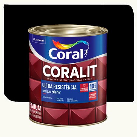 Tinta Esmalte Coral Coralit Ultra Resistência Brilhante Preto 0,9 Litros