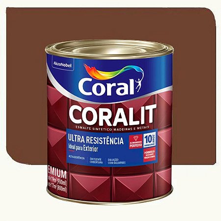 Tinta Esmalte Coral Coralit Ultra Resistência Brilhante Tabaco 0,9 Litros