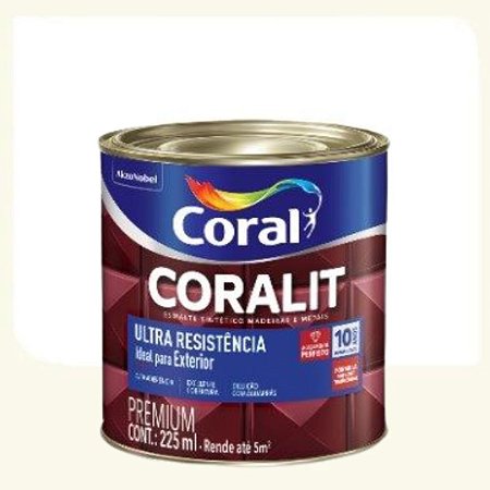 Tinta Esmalte Coral Coralit Ultra Resistência Brilhante Branco 0,225 Litros