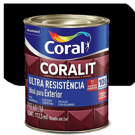 Tinta Esmalte Coral Coralit Ultra Resistência Brilhante Preto 0,1125 Litros