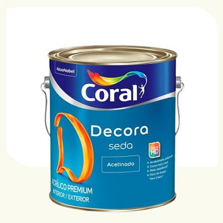 Tinta Acrílica Coral Decora Seda Acetinado Branco 3,6Litros