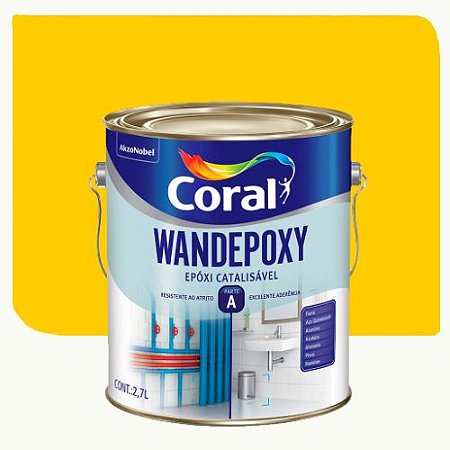 Tinta Esmalte Epoxi Coral Wandepoxy Amarelo Segurança 2,7 Litros